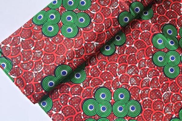 GREEN MINI CIRCLES Waxprint Stoff